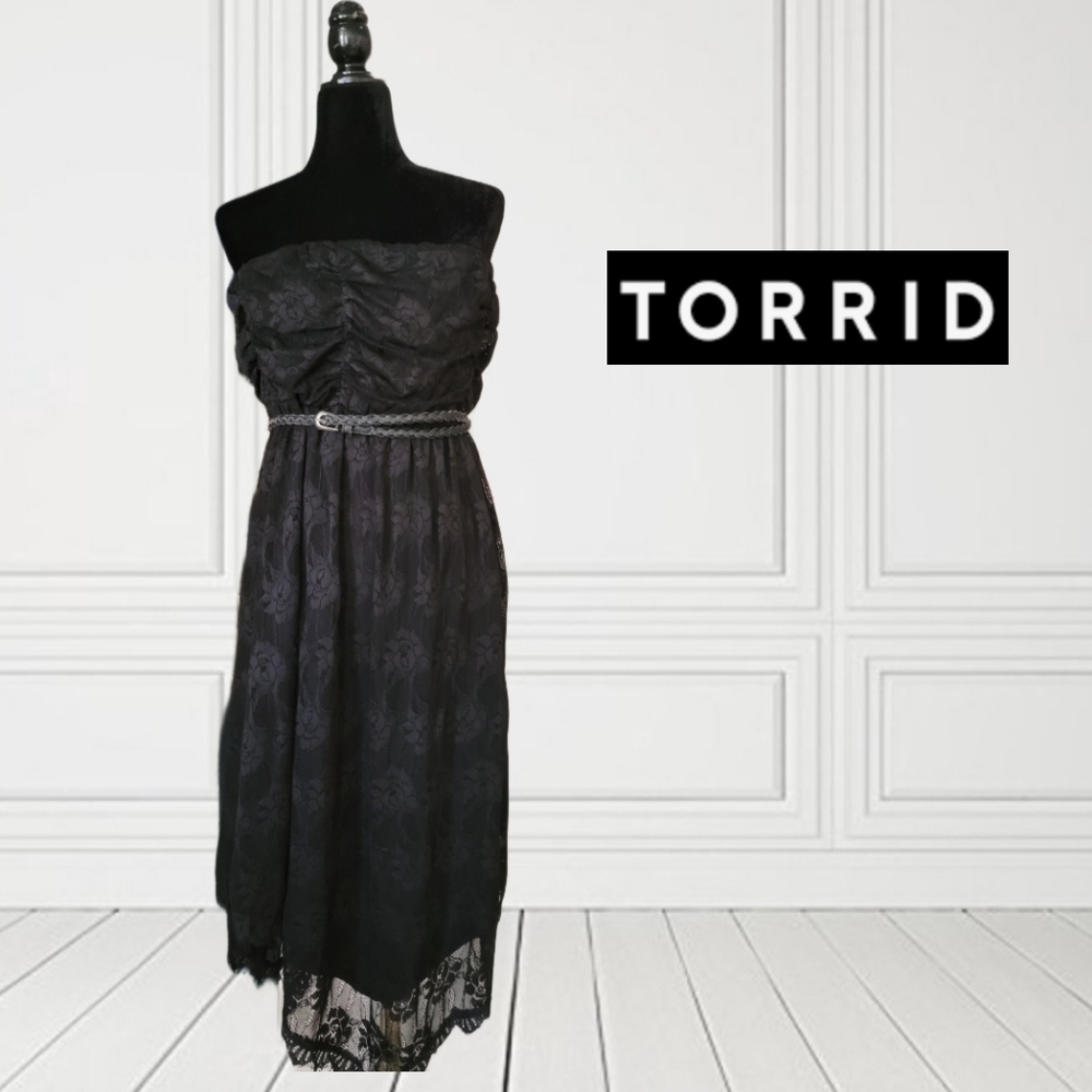 Torrid Strapless Lace Dress with Belt